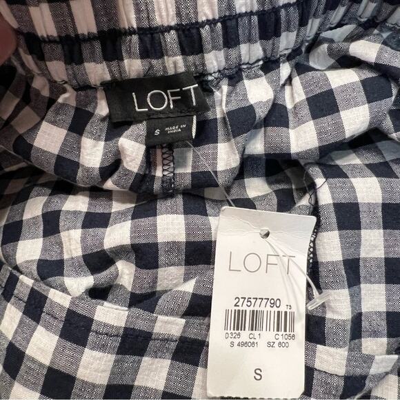 NWT LOFT Dark Blue & White Gingham Checkered Belted Shorts Women's Size Small - Picture 3 of 7